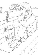 drawing giantess nude monochrome barefoot chains restrained