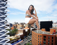 giantess collage city destruction buildings brunette wonderslug sitting legs foot_print streets vehicles sky vehicle_crush yasmin