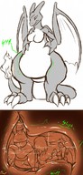 drawing pokemon vore horns wings size_difference color unknown_artist internal_view charizard