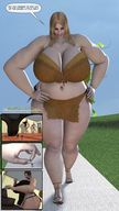 blonde cleavage huge_breasts brunette story shrunken_men bbw looking_down between_fingers hands_on_hips sample_image digital_render loincloth butre3004
