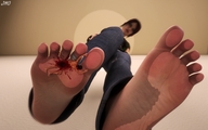 crush barefoot blood foot_crush shrunken_woman point_of_view digital_render jamesmason0