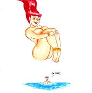 drawing nude mega color butt barefoot cleavage water smiling cheetah giganta red_hair swimming joe_gravel imminent_butt_crush no_background dc_comics convenient_censorship cannonball_dive