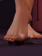 barefoot foot_crush shrunken_man mr_luigi under_foot red_nails digital_render