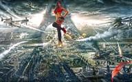 giantess collage landscape city destruction high_heels helicopter military tank clouds tattoo thighhighs looking_at_viewer