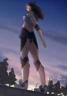drawing giantess color armor sky looking_back trees みとん miton