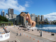 giantess collage city blonde swimsuit water wonderslug looking_down construction wet_hair laura_cremaschi