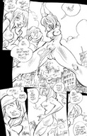breasts drawing giantess nude pussy city comic mamabliss monochrome large_breasts butt futanari penis pee fart looking_down giantesses point_of_view crowds looking_at_victims