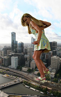 giantess collage city mega blonde destruction unknown_artist foot_crush looking_down vehicles