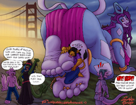 drawing pokemon furry anthro color butt licking barefoot soles goddess artie foot_worship blue_skin jewelry toe_ring suicune modem deis golden_gate_bridge dialogue thebigmansini siva footrub seyleen humanized_pokemon