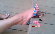 collage toes barefoot domination unknown_artist shrunken_man pinned pedicure toe_separator