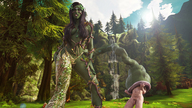 vore size_difference penis shrunken_man forest outdoors plant_girl tentacle green_skin digital_render swadish voreorite veratra