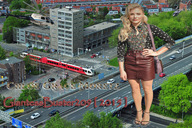 giantess collage city blonde high_heels helicopter train hand vehicles road looking_at_viewer giantessbuster209 chloe_grace_moretz groningen