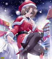 drawing giantess city high_heels anime brunette stockings christmas