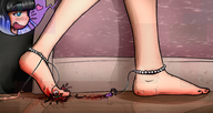 drawing giantess feet black_hair color blue_eyes barefoot blood foot_crush torture cruel nail_polish lilly lillian mspaintgts dragging