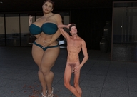 giantess nude panties penis cleavage bra brunette mini_giantess unknown_artist muscles amazon digital_render