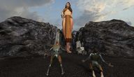giantess barefoot brunette screen_capture sky rocks digital_render