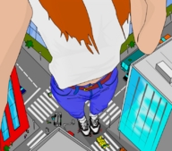 giantess crush city blonde jeans blood trample streets sneakers point_of_view soks