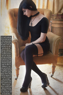 gentle collage black_hair long_hair high_heels stockings story shrunken_man under_foot floor smallestpet mahafsoun