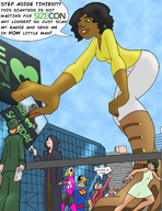 drawing giantess city color buildings dialogue ticket on_shoulder line sizecon queue glindingmark