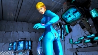 blonde butt_crush samus_aran zero_suit shrunken_woman stuck_to_butt digital_render juliet_starling kylec98