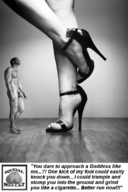 collage feet monochrome high_heels domination story shrunken_man floor squeezemeflat