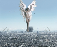 giantess collage wings city mega destruction helicopter sky missiles intershrinker