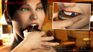 feet vore mouth teeth green_eyes hand shrunken_man emi digital_render berries