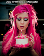 giantess collage pink_hair cake