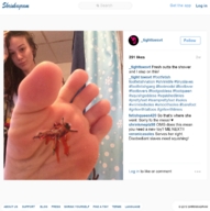crush collage feet toes barefoot soles blood shrunken_woman cruel stuck_to_foot looking_at_tiny mini-slave shrinkagram