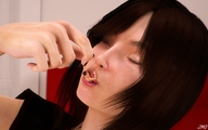 vore mouth finger brunette hand shrunken_man digital_render jamesmason0 amandatheforsaken nibble