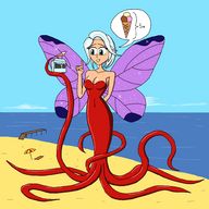 drawing giantess wings color beach cleavage fairy tentacles
