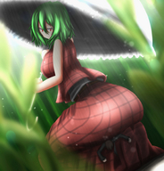 drawing gentle giantess color butt touhou dress squatting umbrella