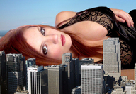 giantess collage city red_hair lying_down manhattan