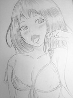 drawing giantess monochrome swimsuit handheld shrunken_man pre_vore