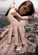 giantess collage city mega barefoot brunette lying_down vehicles looking_at_viewer