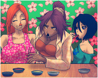 drawing vore bleach black_hair color rukia anime purple_hair shrunken_people inoue_orihime orange_hair