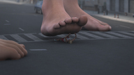 giantess nude city blonde giant barefoot brunette lying_down foot_crush imminent_crush digital_render kosmita