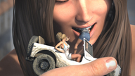 giantess nude vore city blonde giant handheld brunette vehicles looking_at_tiny digital_render kosmita