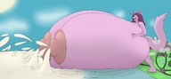 breasts drawing giantess nude giga tail city color barefoot ocean huge_breasts lactation ggv fox_girl pointed_ears