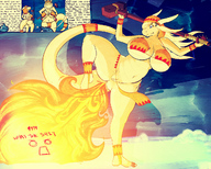 drawing giantess furry dragoness comic color cleavage huge_breasts fire fart hero taco_bell