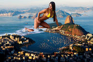 collage city mega swimsuit cleavage water ocean buildings brunette wonderslug kneeling skyscraper mountains boats athletic ships rio_de_janeiro evelyn_deibe_mulford