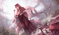 breasts drawing color japan kitsune fox_girl shrine_maiden cysh_aizen feudal
