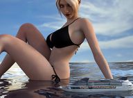 giantess blonde swimsuit water ocean cruise_ship digital_render