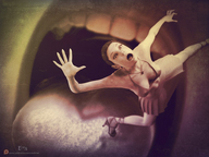 tongue teeth shrunken_woman falling imminent_vore digital_render