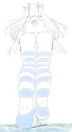drawing giantess panties feet giga long_hair destruction planet camel_toe socks twintails foot_crush pigtails walking point_of_view hair_bow bikini_top crater mass_destruction slight_colour