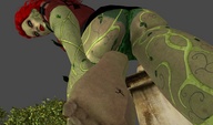 giantess crush mega butt barefoot red_hair tights foot_crush batman shrunken_person poison_ivy green_skin digital_render dc_comics