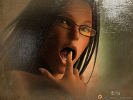 vore mouth finger glasses brunette hand shrunken_man soft_vore emi digital_render