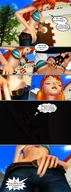giantess insertion comic aroused red_hair shrunken_woman bikini_top panty_entrapment digital_render archeologist