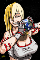 earth mega blonde space large_breasts red_eyes yellowfeather squeezing imminent_crush jeane no_more_heros