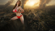breasts giantess collage mega large_breasts swimsuit destruction vegas ruins apocalypse captain_rand